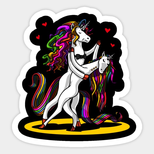 Unicorn Couple Dancing Valentines Day Cute Sticker by underheaven